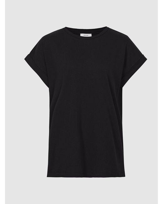 Reiss Blue Tereza Ladies Cotton Cotton-Jersey Crew Neck T-Shirt