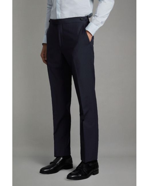 Reiss Blue Hope - Navy Modern Fit Wool Blend Trousers for men