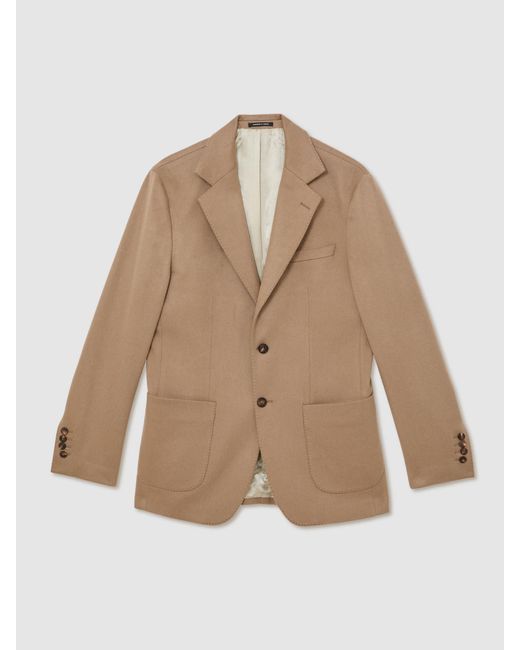 Reiss Brown Atelier Cashmere Single-Breasted Blazer Tailored-Fit for men
