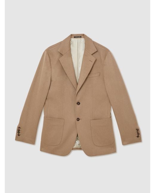 Reiss Brown Atelier Cashmere Single-Breasted Blazer Tailored-Fit for men