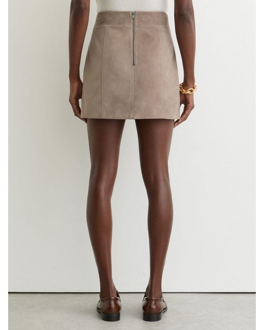 Reiss Natural Suede Patch-Pocket Mini Skirt