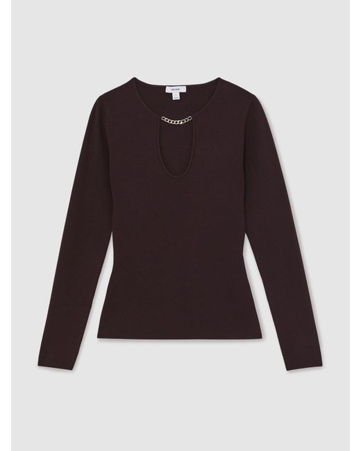 Reiss Multicolor Tilly Chain-Detail Keyhole Knit Top