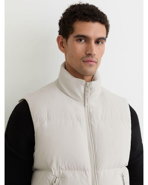 Reiss Black Quilted Zip-Through Puffer Gilet for men