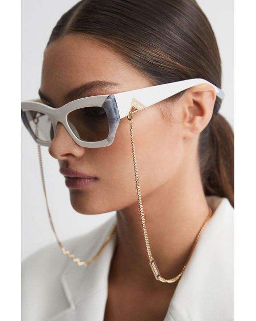Missoni White Cat Eye Chain Sunglasses