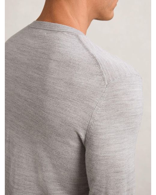 Reiss Gray Wessex - Soft Grey Mouline Wessex Merino Wool Jumper, Xl for men