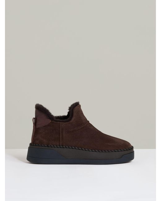 Reiss Brown Sylvie - Tan Sylvie Shearling-lined Suede Ankle Boots, Us 7 (uk 5)