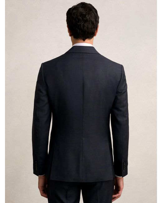 Reiss Blue Slim-Fit Wool Single Breasted Check Suit Blazer for men