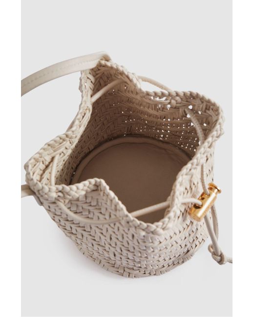 Reiss Natural Berti - White Woven Leather Bucket Bag