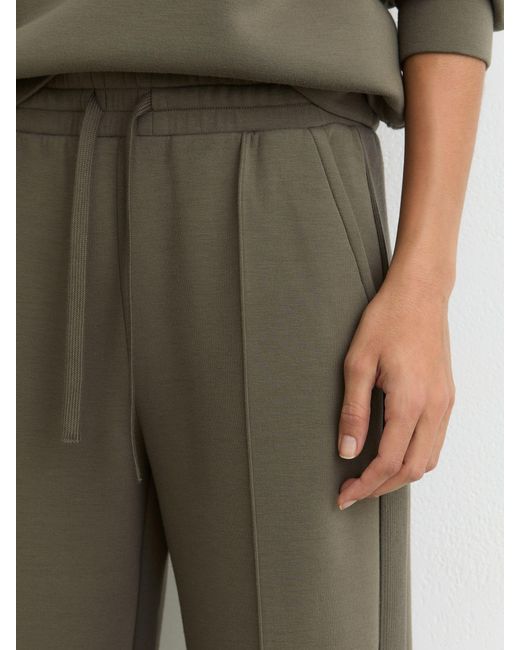 Reiss Bella - Khaki Green Premium Interlock Wide-leg Joggers, L Regular (uk 16-18)