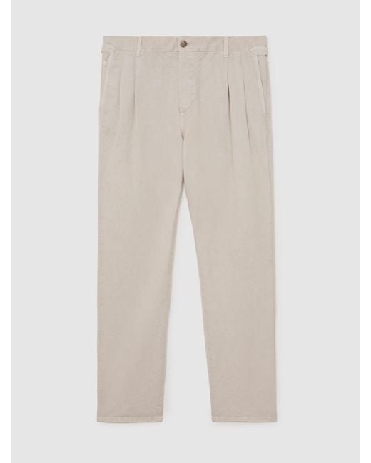 Reiss Natural Cotton-Linen Side-Adjuster Tapered Trousers for men