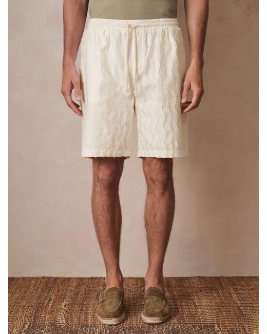 Reiss Natural Serra - Off White | Ché Fringed-wave Shorts, Xl for men