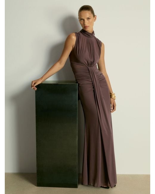 Reiss Purple Daniella Ruched Sleeveless Maxi Dress