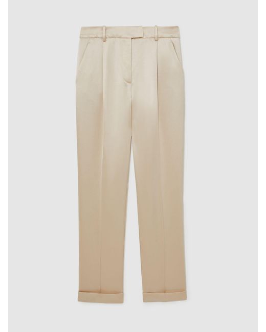 Reiss Natural Satin Tapered Trousers