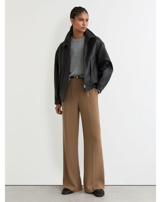 Reiss Natural Wide-Leg Tailored Trousers
