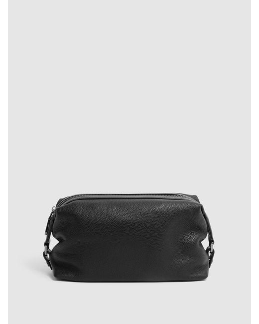 Reiss Cole - Black Leather Washbag, One for men