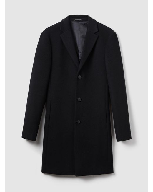 Reiss Blue Gable - Black Single Breasted Overcoat, M for men