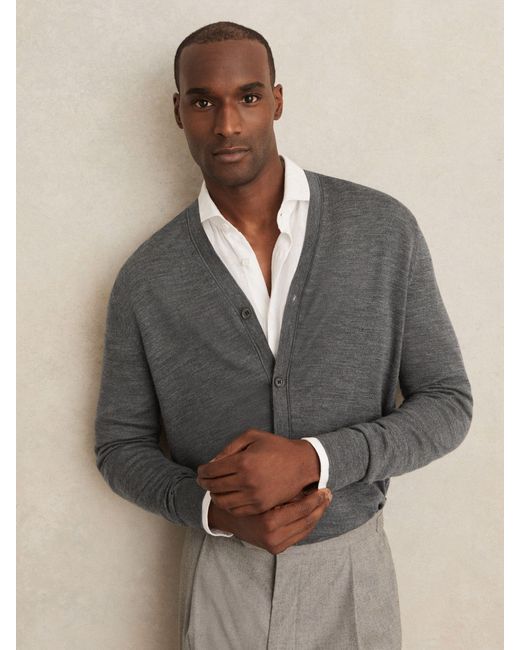 Reiss Multicolor Merino Wool Button-Through Cardigan for men