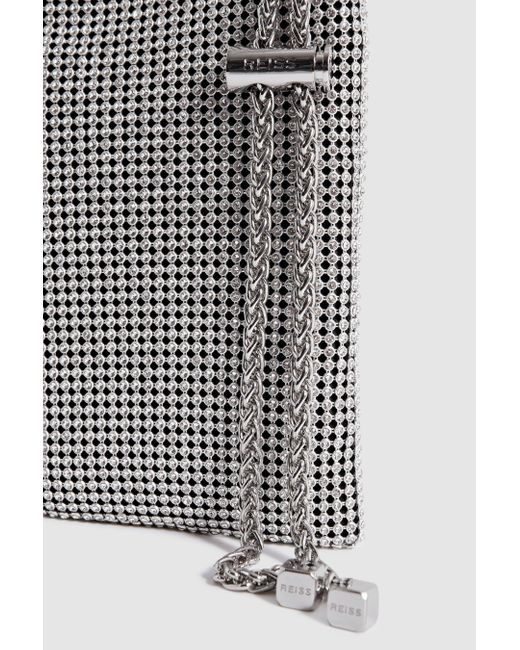 Reiss Gray Zuri - Silver Embellished Adjustable Strap Phone Pouch, One