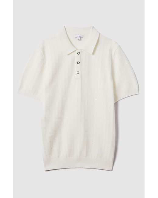 Reiss Pascoe - White Textured Modal Blend Polo Shirt for men