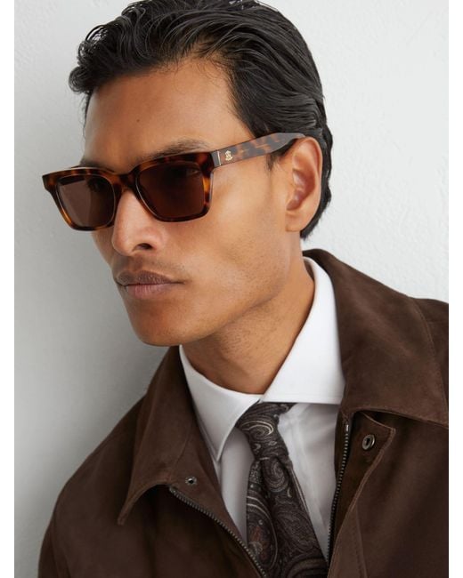 Messyweekend Brown Rectangle-Frame Sunes for men