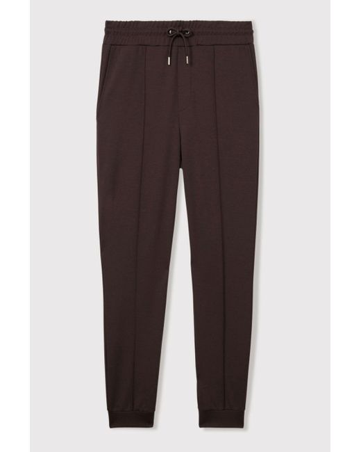 Reiss Multicolor Premier - Chocolate Brown Drawstring Jersey Joggers for men