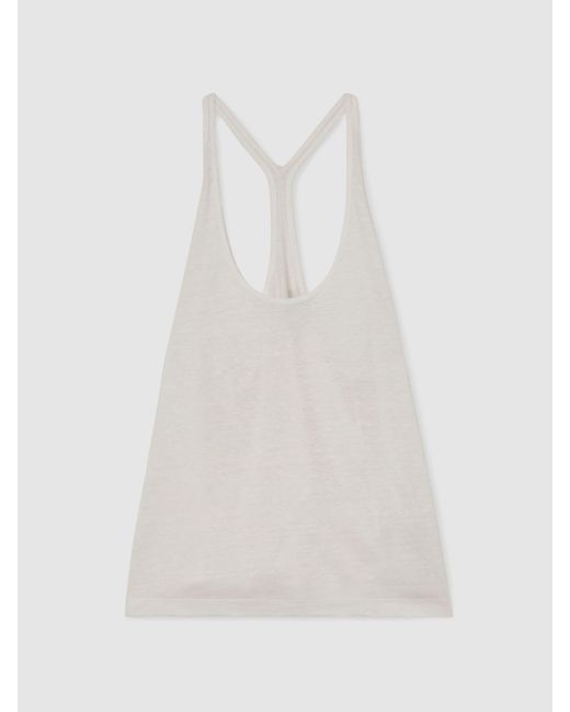 Reiss White Linen Racer-Back Vest