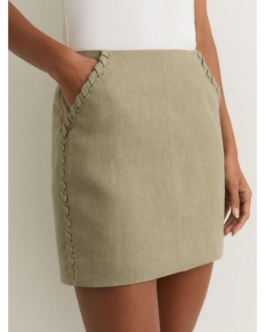 Reiss Women's Natural Linen Whipstitch Mini Skirt