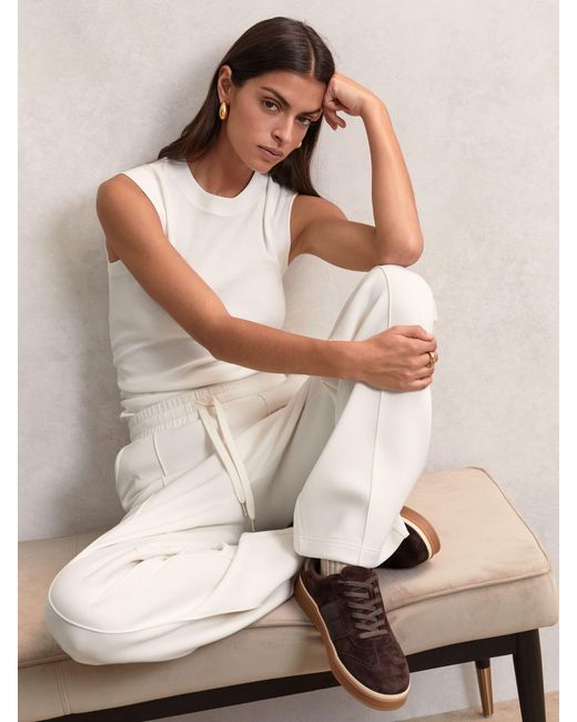 Reiss Natural Petite Premium Interlock Wide-Leg Joggers