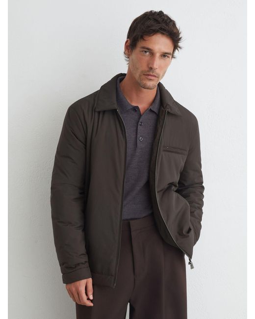 Reiss Gray Technical Padded Zip-Through Jacket for men