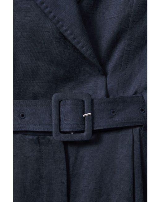 ATELIER Blue Cupro Belted Tux Jumpsuit