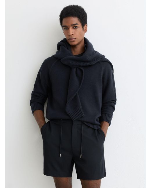 Reiss Blue Textured Drawstring Shorts for men