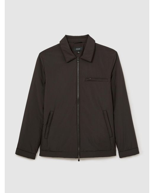 Reiss Gray Technical Padded Zip-Through Jacket for men