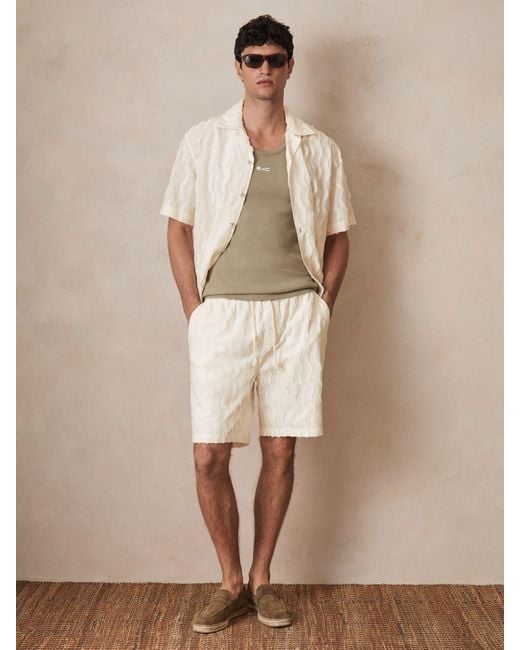 Reiss Natural Serra - Off White | Ché Fringed-wave Shorts, Xl for men