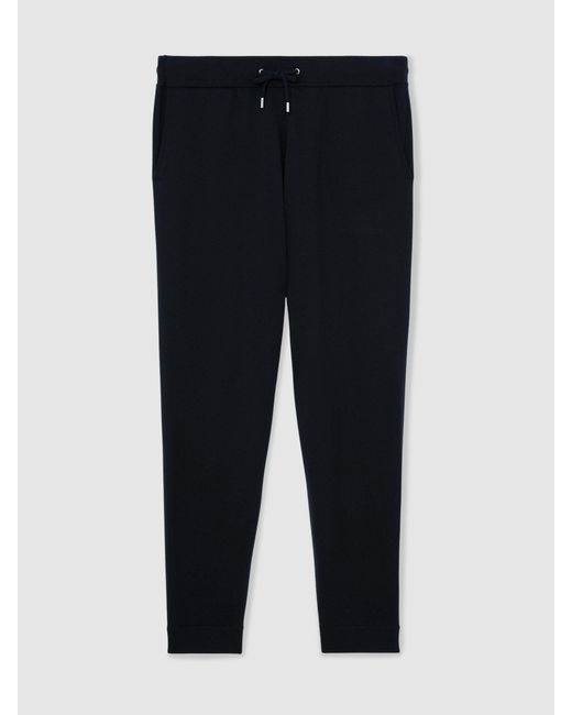 Reiss Blue Merino Wool-Blend Cuffed Joggers for men
