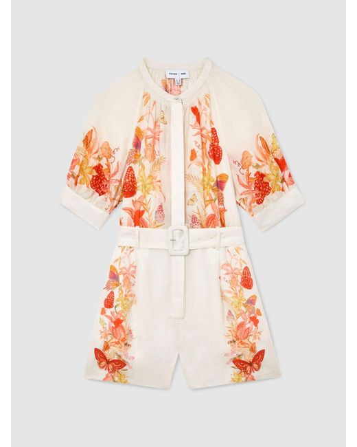 Reiss Natural X Nybg Ramie Butterfly-Print Playsuit