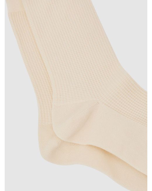 Reiss White Cotton-Blend Textured Socks
