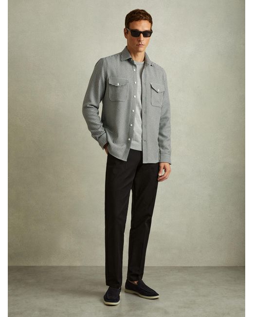 Reiss Gray Logic Overshirt Houndstooth Check for men