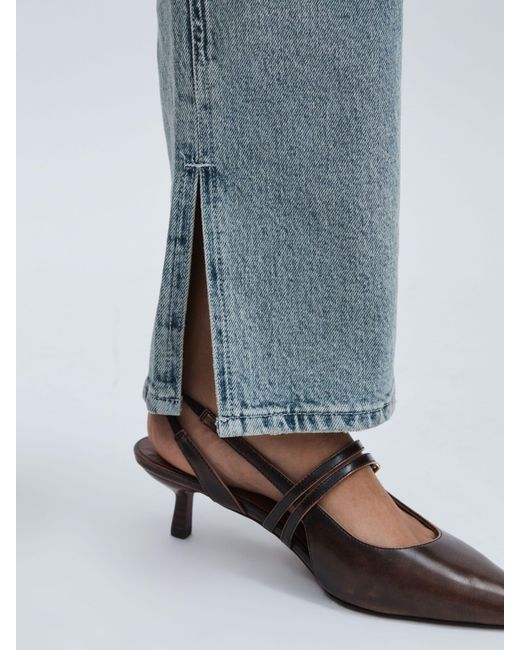 GOOD AMERICAN Blue Icon Inseam Slit Jeans Cotton Plain