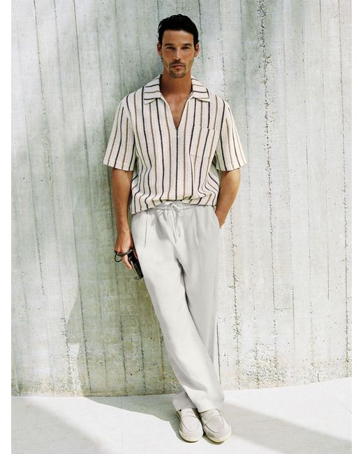 Reiss Multicolor Crochet Stripe Overhead Shirt for men