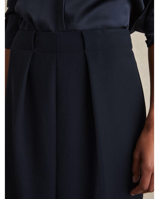Reiss Blue Gabi - Navy Tailored Midi Suit Skirt, Us 12