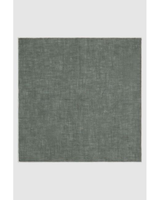 Reiss Gray Siracusa - Pistachio Melange Linen Contrast Trim Pocket Square, One for men