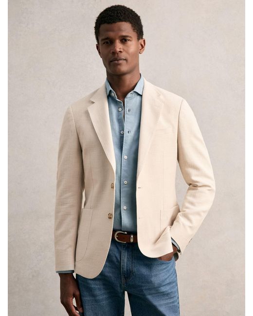 Reiss Natural Slim Fit Single Breasted Textured Blazer With Cotton for men