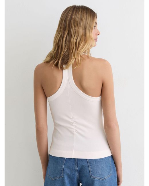 Reiss White Stretch-Cotton Ribbed Racer-Back Vest