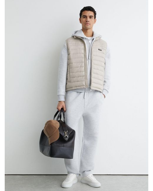 Reiss Gray Alpine - Light Stone Quilted Zip-through Gilet, M for men
