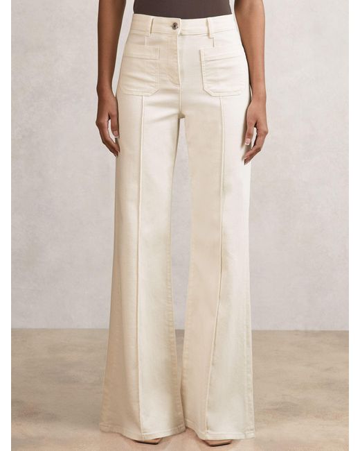 Reiss Natural Petite Patch-Pocket Flared Jeans