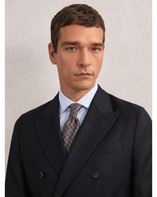 Reiss Blue Wool-Flannel Double-Breasted Tailored-Fit Blazer for men