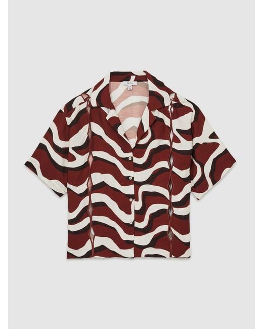Reiss Natural Wave-Print Cut-Out Shirt