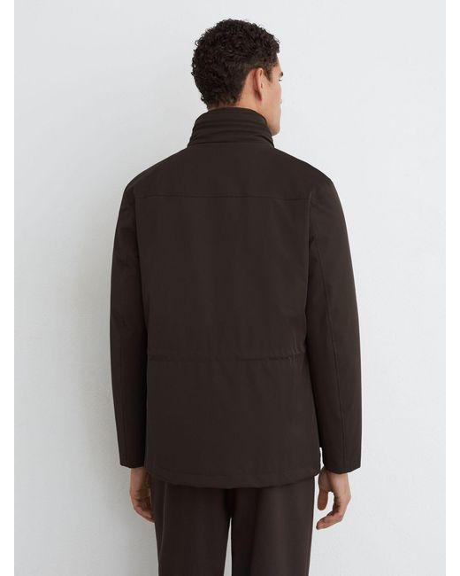 Reiss Black Four-Pocket Hooded Jacket With Removable Gilet for men