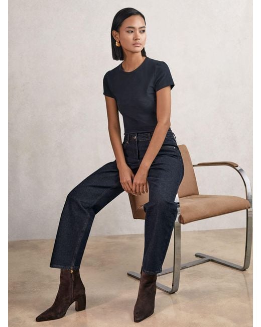 Reiss Natural Selin - Dark Blue Petite Mid-rise Straight-leg Jeans, Us 8