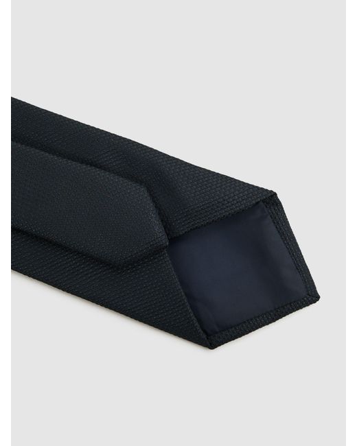 Reiss Blue Ceremony - Navy Textured Silk-blend Tie, One for men